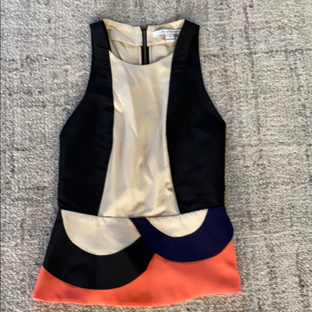 DVF racerback silk and linen shell blouse in size4